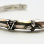 Louis Vuitton Ten Bangle Calfskin LV Whisper Silver M Accessory Bracelet — view 7