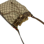 Gucci Vintage Sherry Line GG Pattern Logo Leather Drawstring Shoulder Bag Brown — view 4