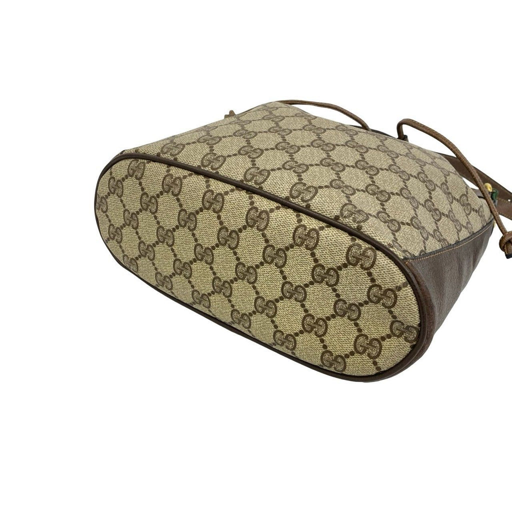 Gucci Vintage Sherry Line GG Pattern Logo Leather Drawstring Shoulder Bag Brown — view 8