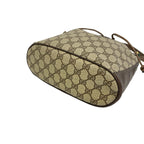 Gucci Vintage Sherry Line GG Pattern Logo Leather Drawstring Shoulder Bag Brown — view 8