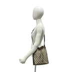 Gucci Vintage Sherry Line GG Pattern Logo Leather Drawstring Shoulder Bag Brown — view 2