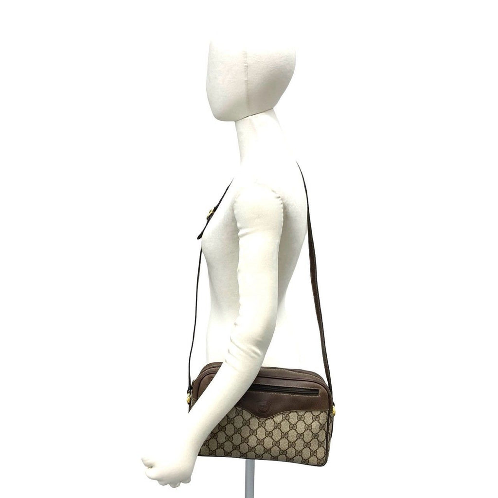 Gucci Vintage GG Logo Pattern Leather Shoulder Bag Pochette Brown — view 2