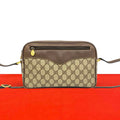 Gucci Vintage GG Logo Pattern Leather Shoulder Bag Pochette Brown