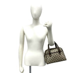 Gucci Vintage Sherry Line GG Pattern Logo Leather Handle Brown Handbag — view 2