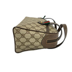 Gucci Vintage Sherry Line GG Pattern Logo Leather Handle Brown Handbag — view 6