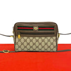 Gucci Vintage Sherry Line GG Pattern Logo Leather Shoulder Bag Crossbody Brown