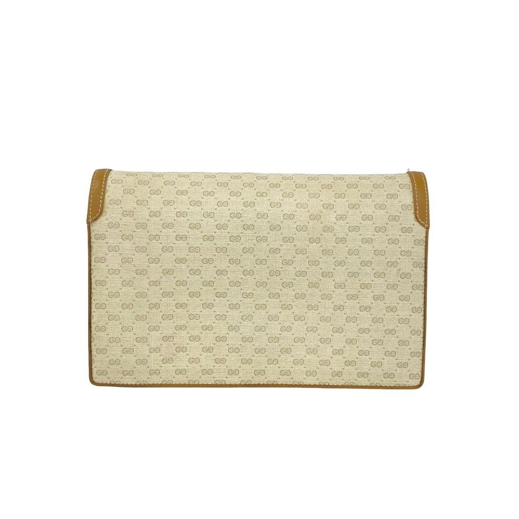 Gucci Vintage Micro GG Pattern Logo Leather Shoulder Bag Beige Brown — view 3