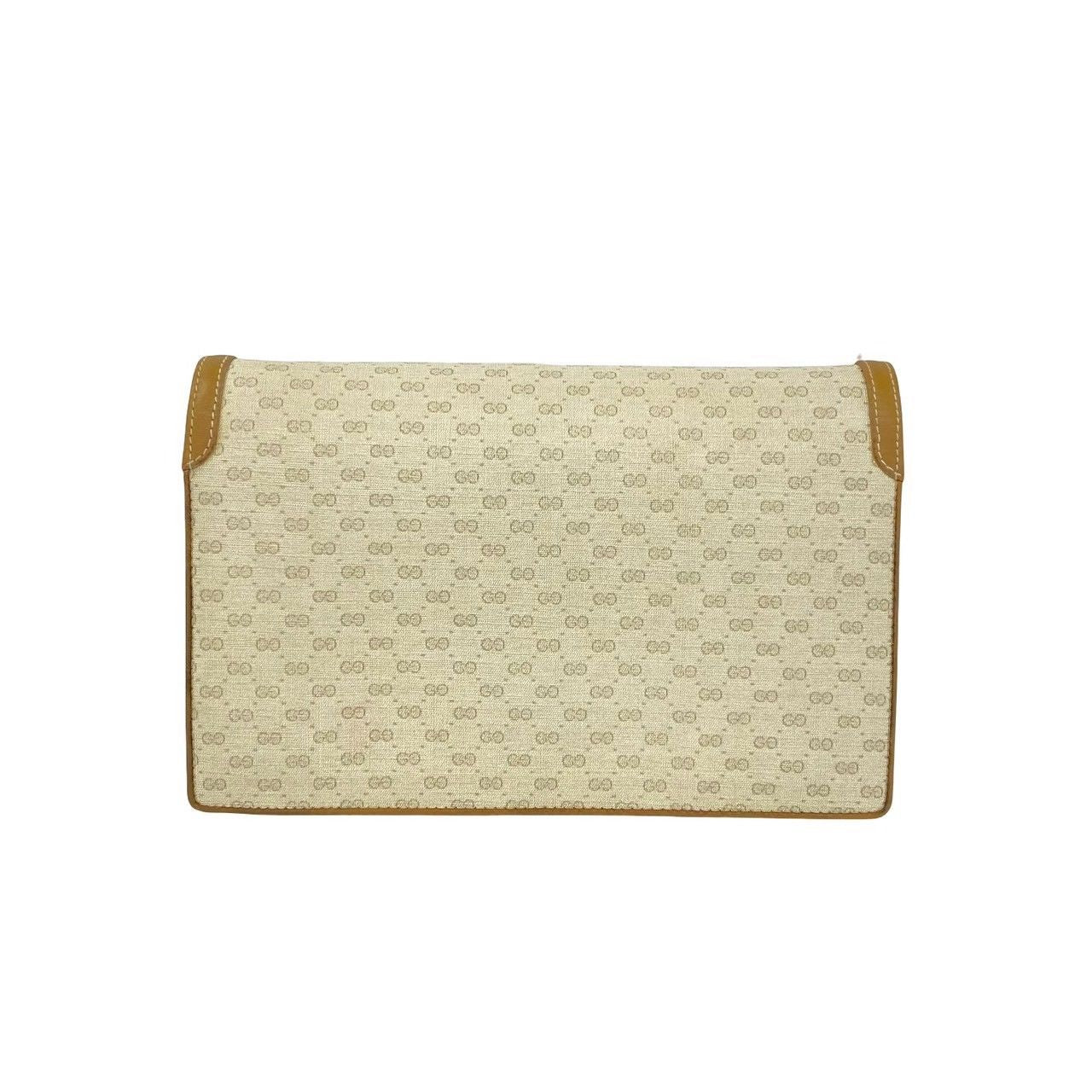 Gucci Vintage Micro GG Pattern Logo Leather Shoulder Bag Beige Brown — view 3