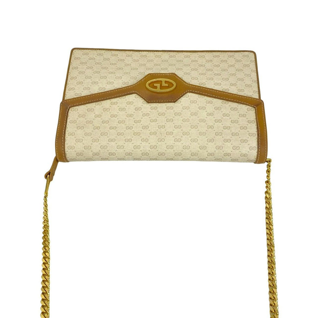 Gucci Vintage Micro GG Pattern Logo Leather Shoulder Bag Beige Brown — view 4