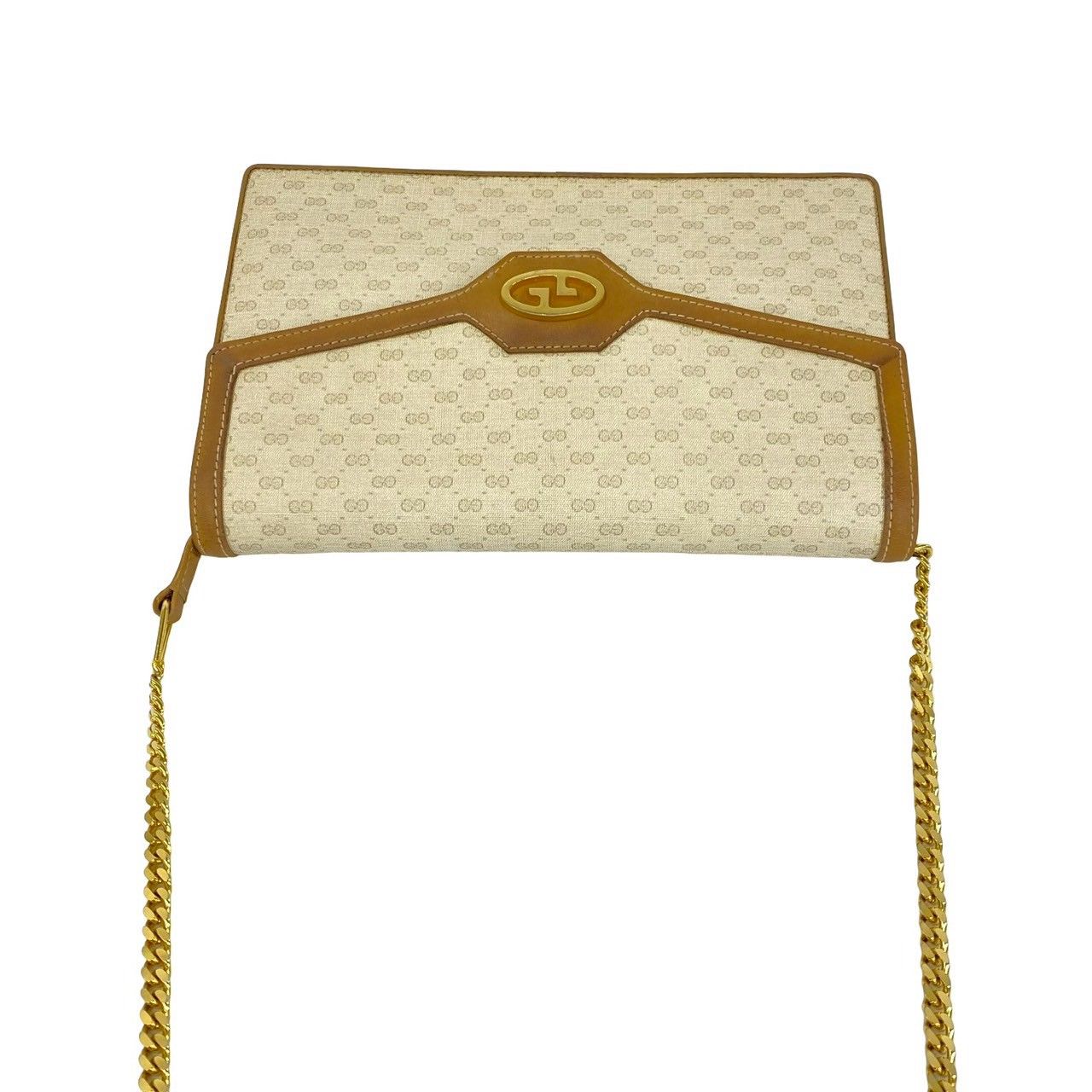 Gucci Vintage Micro GG Pattern Logo Leather Shoulder Bag Beige Brown — view 4