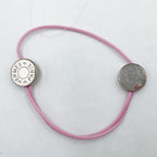 Hermes Brass Series Cords Pink Silver Bracelet