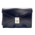 Loewe Clutch Anagram Diplomatico 361.75.001 Black Calf Leather Wristlet Silver