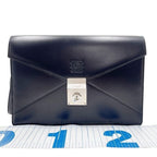 Loewe Clutch Anagram Diplomatico 361.75.001 Black Calf Leather Wristlet Silver — view 2
