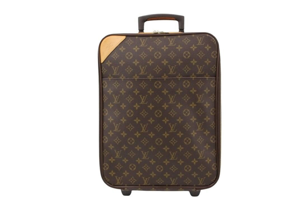 Louis Vuitton Travel Bag Pegase 45 Brown Monogram Unise 2 Wheels Gold