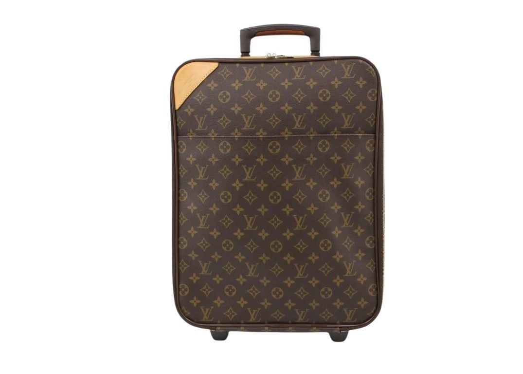 Louis Vuitton Travel Bag Pegase 45 Brown Monogram Unise 2 Wheels Gold