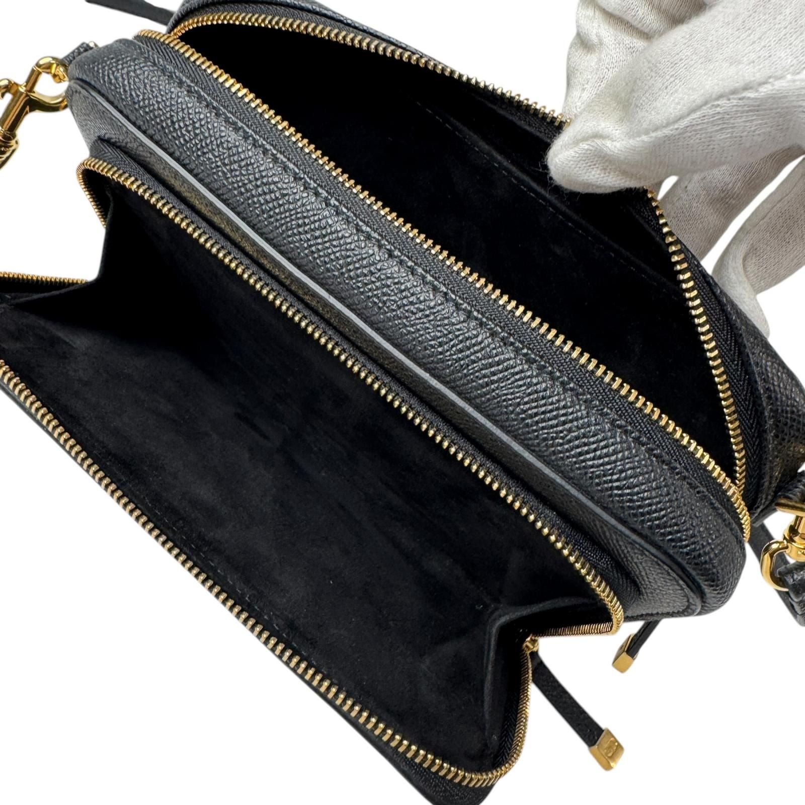 Dior Caro Double Pouch Black Shoulder Bag Leather CD — view 6