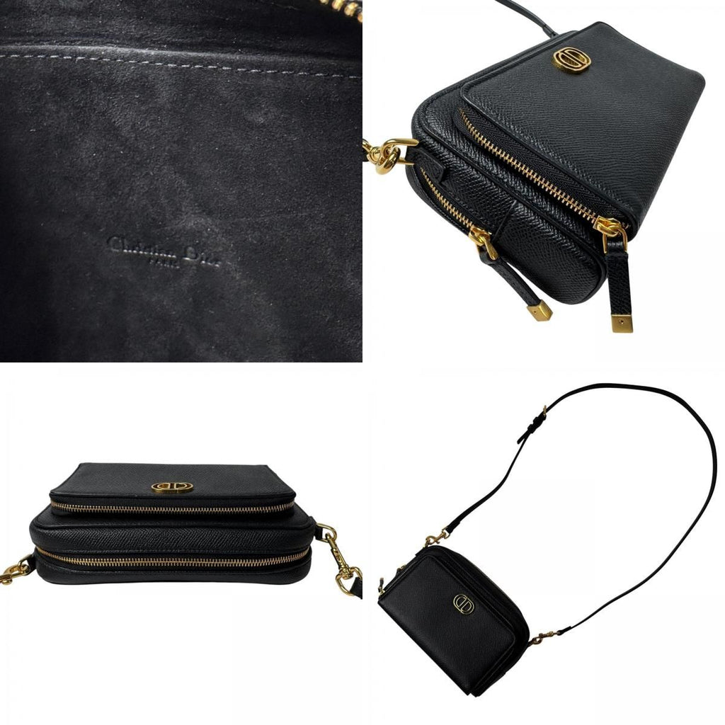 Dior Caro Double Pouch Black Shoulder Bag Leather CD — view 8