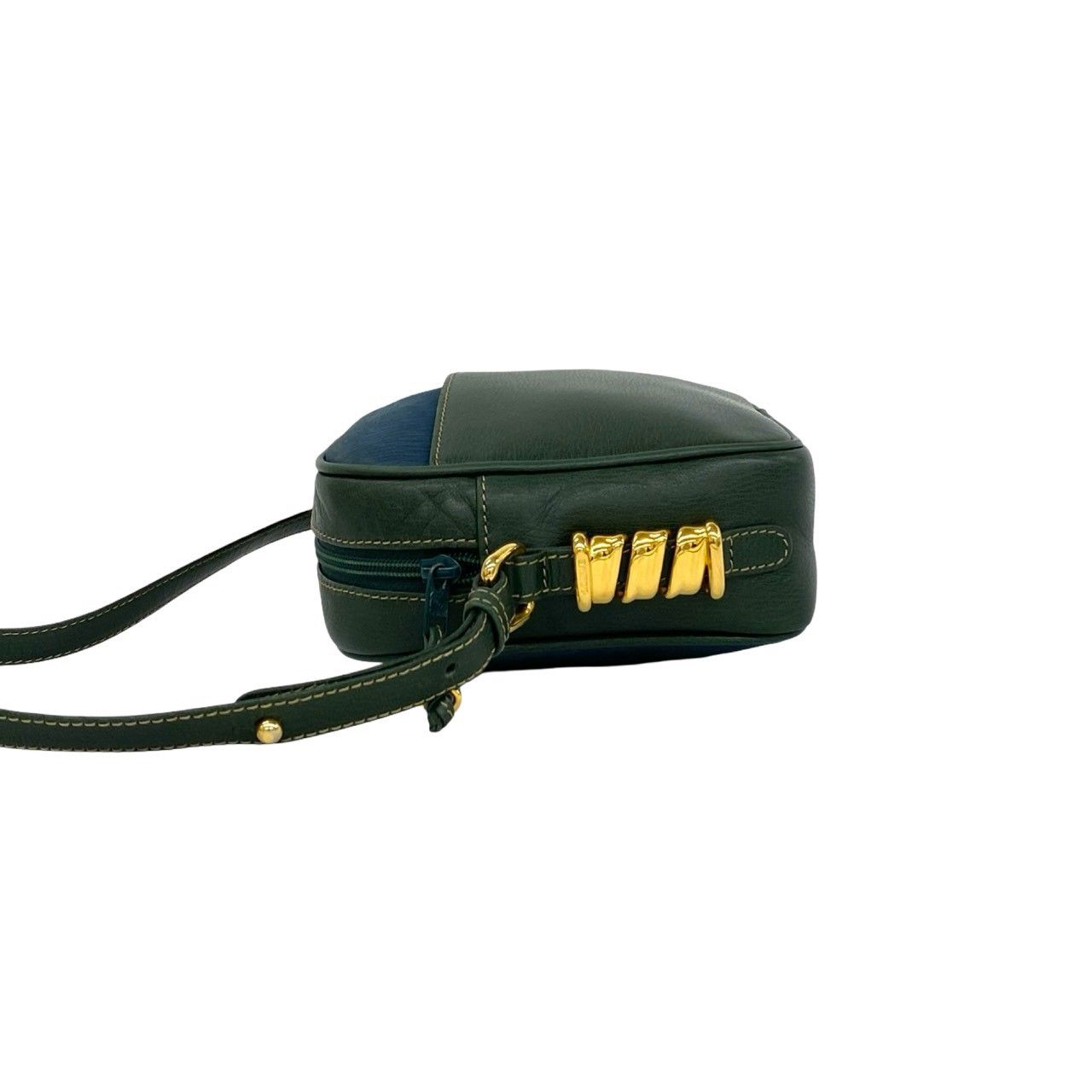 Loewe Vintage Velasquez Twist Leather Mini Shoulder Bag Pochette Green Blue — view 5