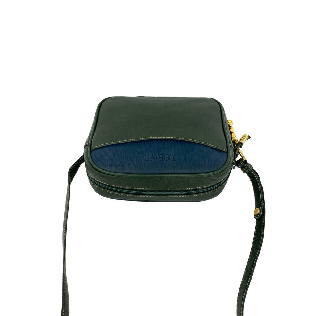 Loewe Vintage Velasquez Twist Leather Mini Shoulder Bag Pochette Green Blue — view 4