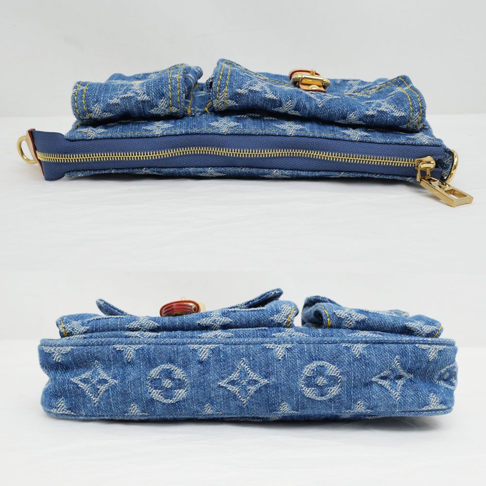 Louis Vuitton Pochette Accessory Soir Cargo Shoulder Bag Strap Denim Gold — view 4