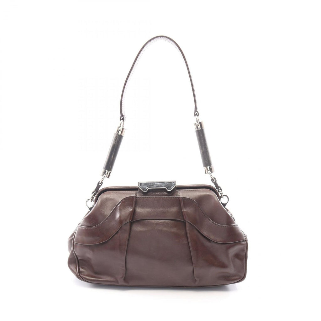 Celine Shoulder Bag Dark Brown Leather