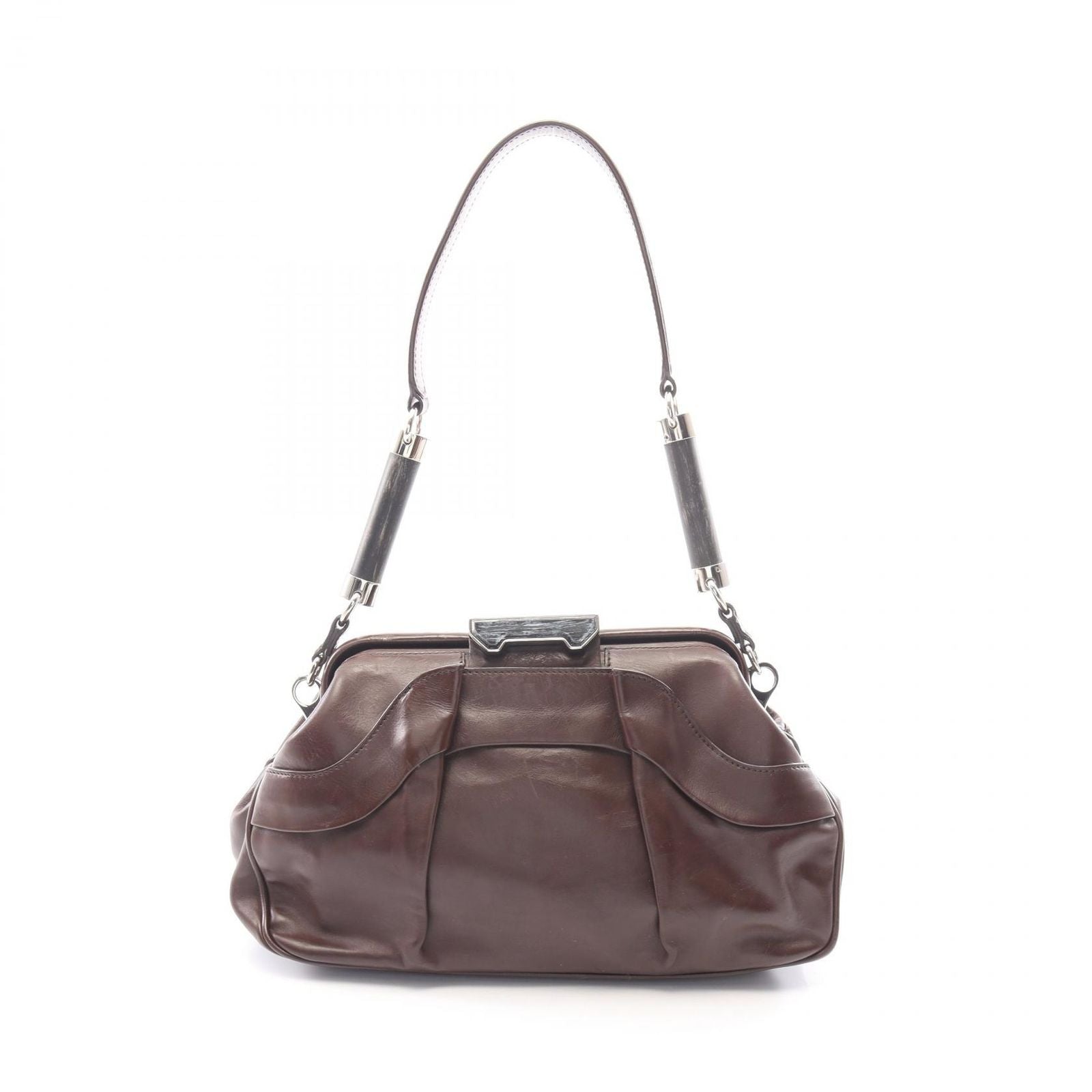 Celine Shoulder Bag Dark Brown Leather