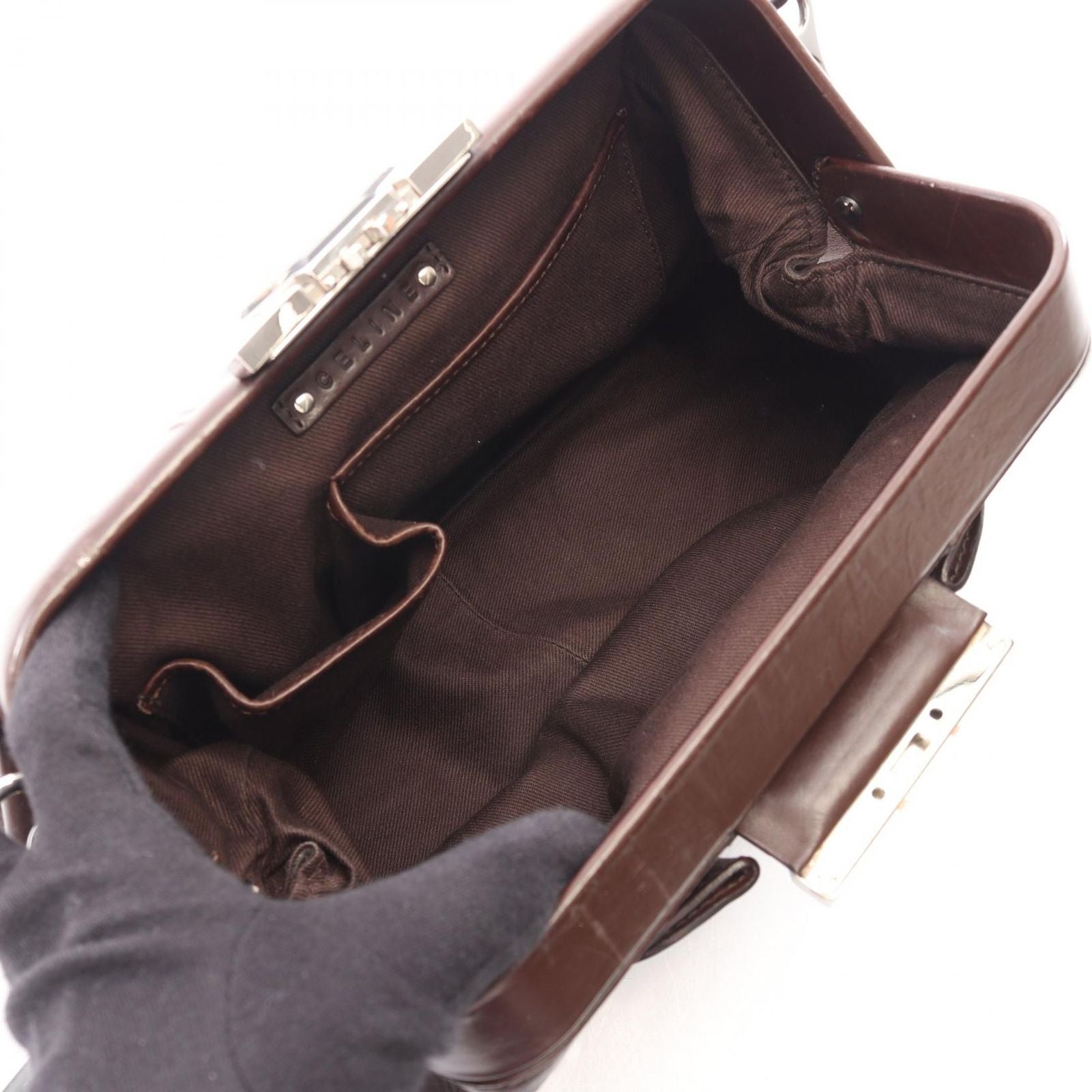 Celine Shoulder Bag Dark Brown Leather — view 3