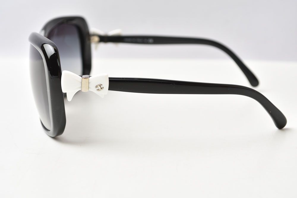Chanel Sunglasses Eyewear CC Logo Ribbon Motif White Black Acetate — view 3