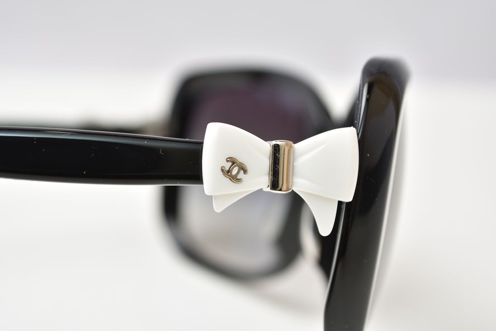 Chanel Sunglasses Eyewear CC Logo Ribbon Motif White Black Acetate — view 4