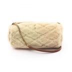 Saint Laurent Paris Shoulder Bag Sade Mini Tube Beige Brown Shearling Suede