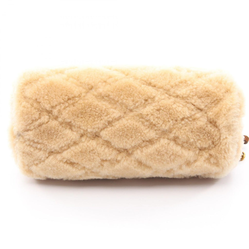Saint Laurent Paris Shoulder Bag Sade Mini Tube Beige Brown Shearling Suede — view 5
