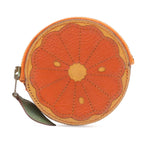Hermes Coin Purse Fruit Orange Motif Leather Green