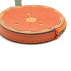 Hermes Coin Purse Fruit Orange Motif Leather Green — view 3