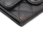 Chanel Quilted Classic Flap Bag Card Case CC Logo Business Pass Case Caviar — view 3
