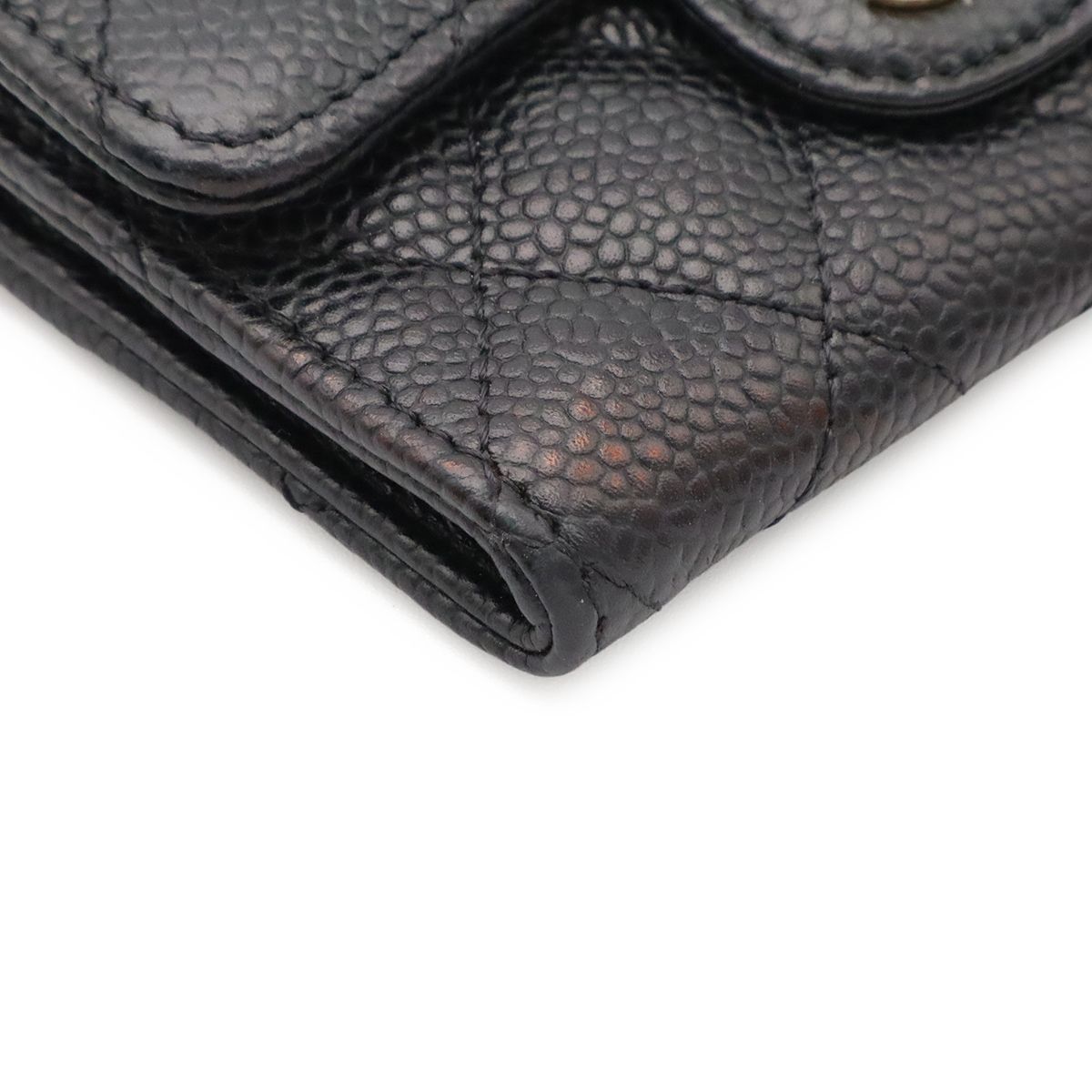 Chanel Quilted Classic Flap Bag Card Case CC Logo Business Pass Case Caviar — view 3