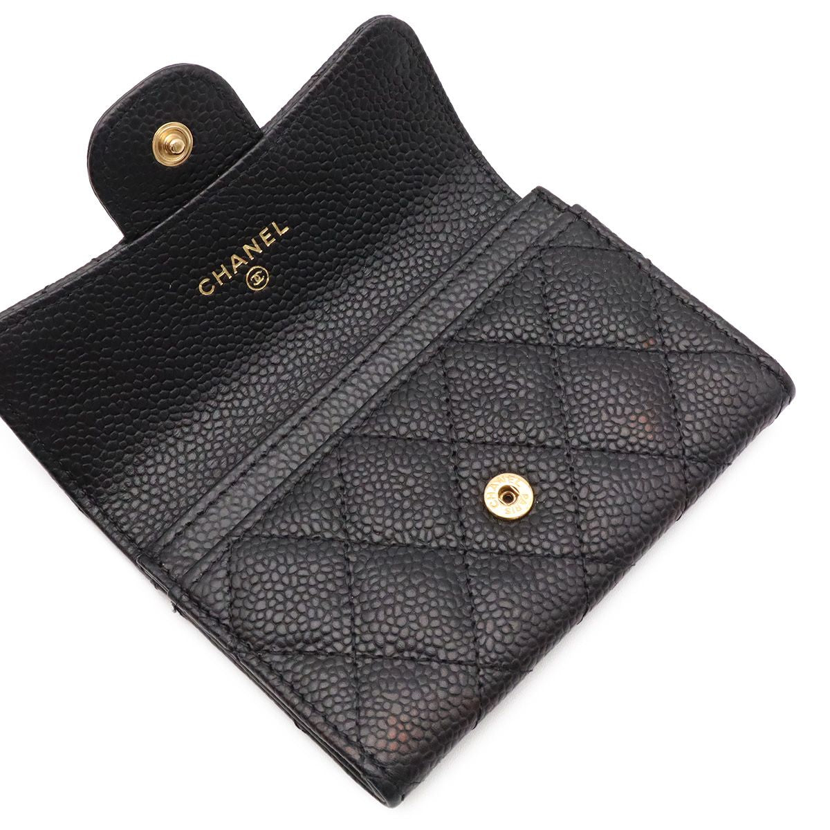 Chanel Quilted Classic Flap Bag Card Case CC Logo Business Pass Case Caviar — view 5