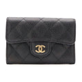 Chanel Quilted Classic Flap Bag Card Case CC Logo Business Pass Case Caviar