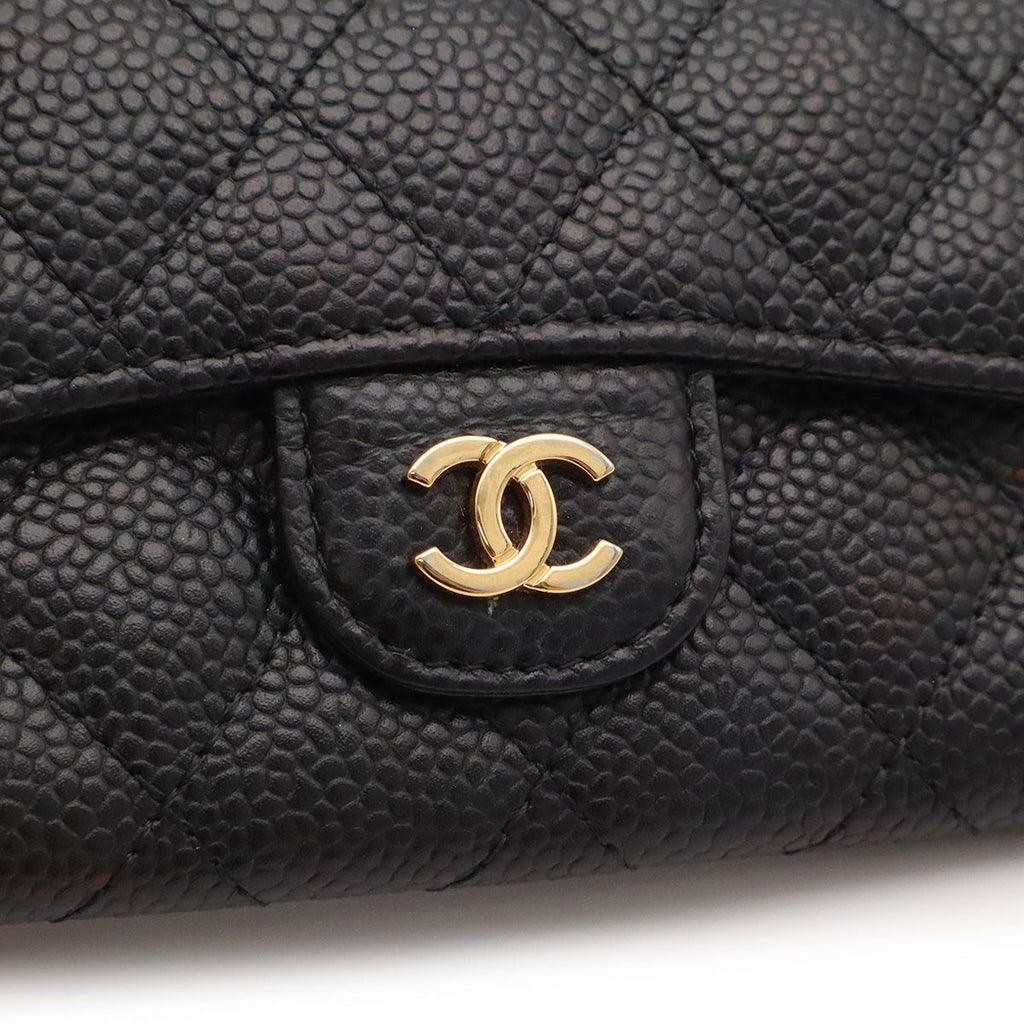 Chanel Quilted Classic Flap Bag Card Case CC Logo Business Pass Case Caviar — view 4