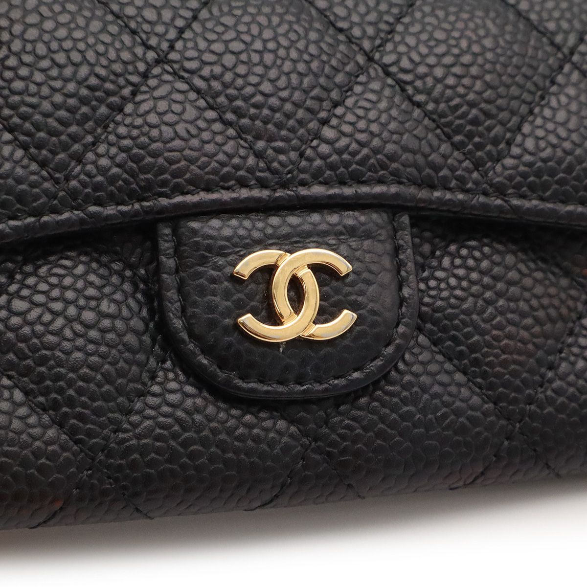 Chanel Quilted Classic Flap Bag Card Case CC Logo Business Pass Case Caviar — view 4