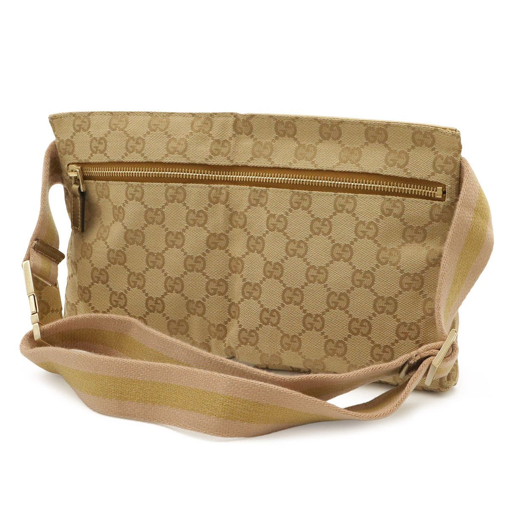Gucci GG Canvas Sherry Line Belt Bag Waist Pouch Hip Beige Pink Metallic Gold — view 2
