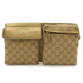 Gucci GG Canvas Sherry Line Belt Bag Waist Pouch Hip Beige Pink Metallic Gold