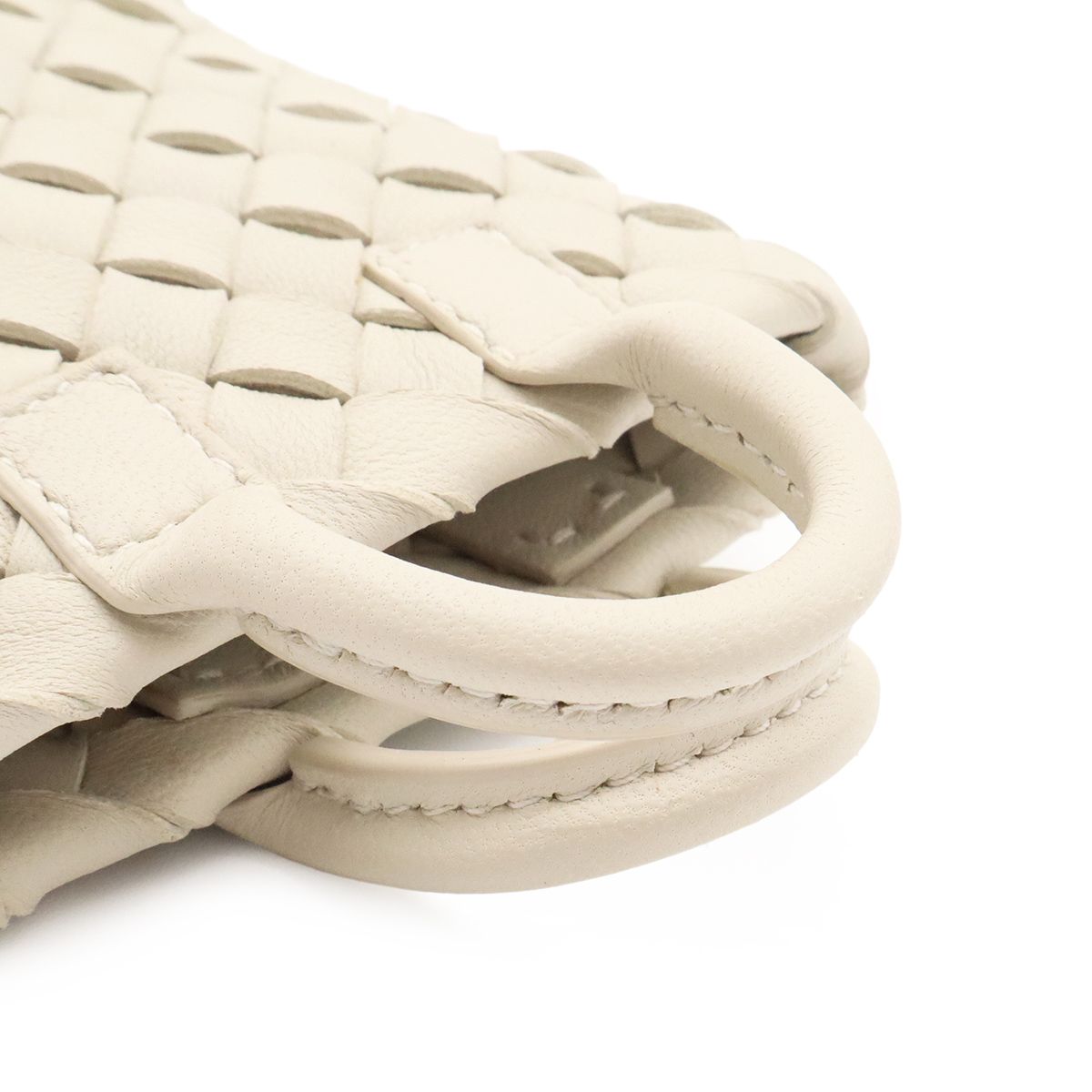 Bottega Veneta Intrecciato Charm Key Holder Mini Pouch Case Leather Off White — view 3