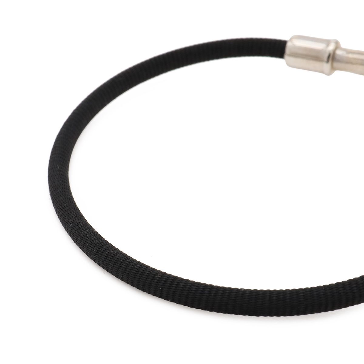 Hermes Jumbo Bracelet Nylon Cord Black Silver — view 4