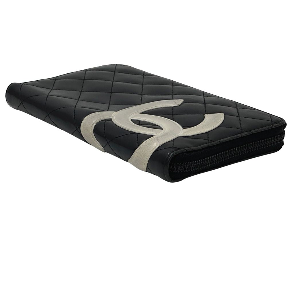 Chanel Wallet Cambon Chief Lambskin Black Pink Zip Around — view 3
