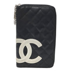 Chanel Wallet Cambon Chief Lambskin Black Pink Zip Around
