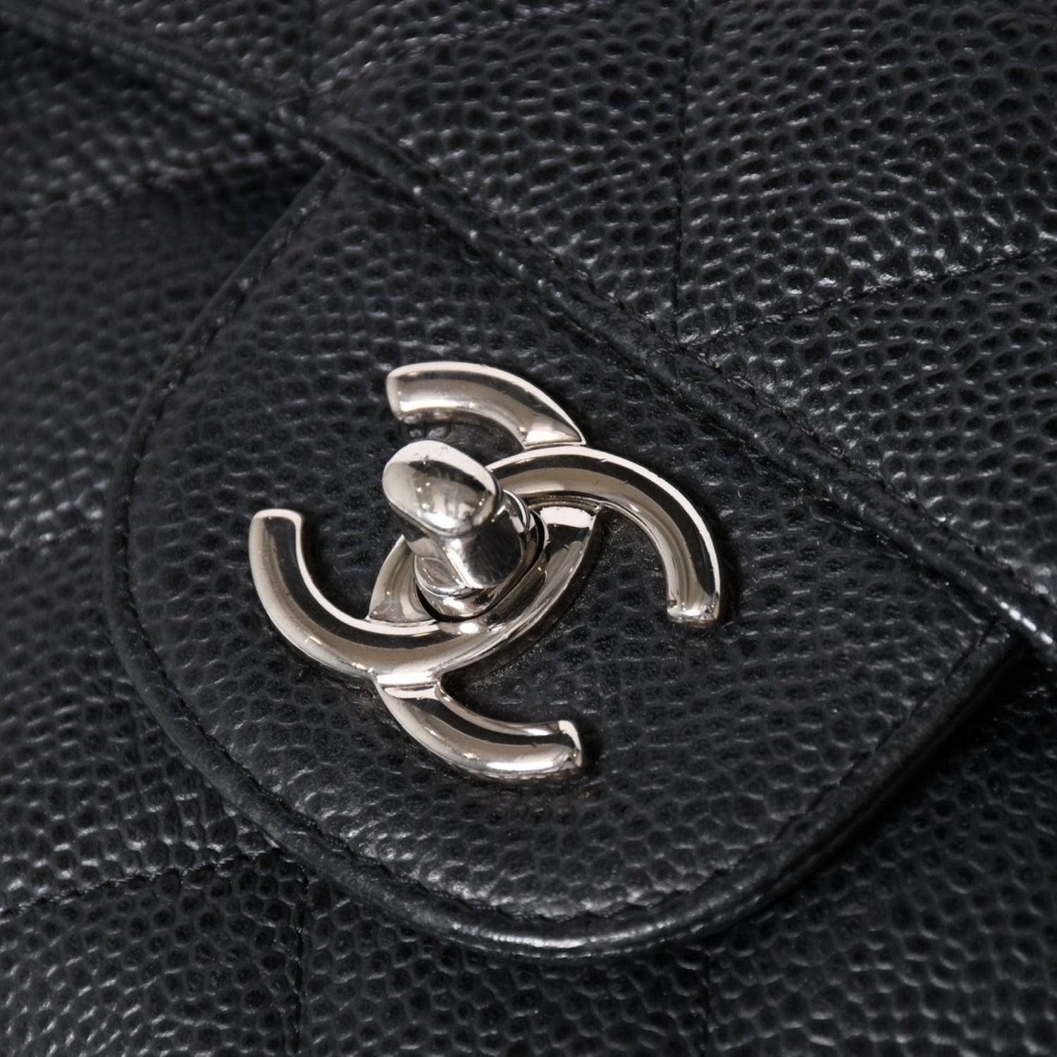Chanel Maxi Quilted 30 Double Flap Chain Shoulder Bag CC Logo Caviar Leather — view 6