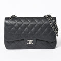 Chanel Maxi Quilted 30 Double Flap Chain Shoulder Bag CC Logo Caviar Leather