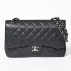 Chanel Maxi Quilted 30 Double Flap Chain Shoulder Bag CC Logo Caviar Leather