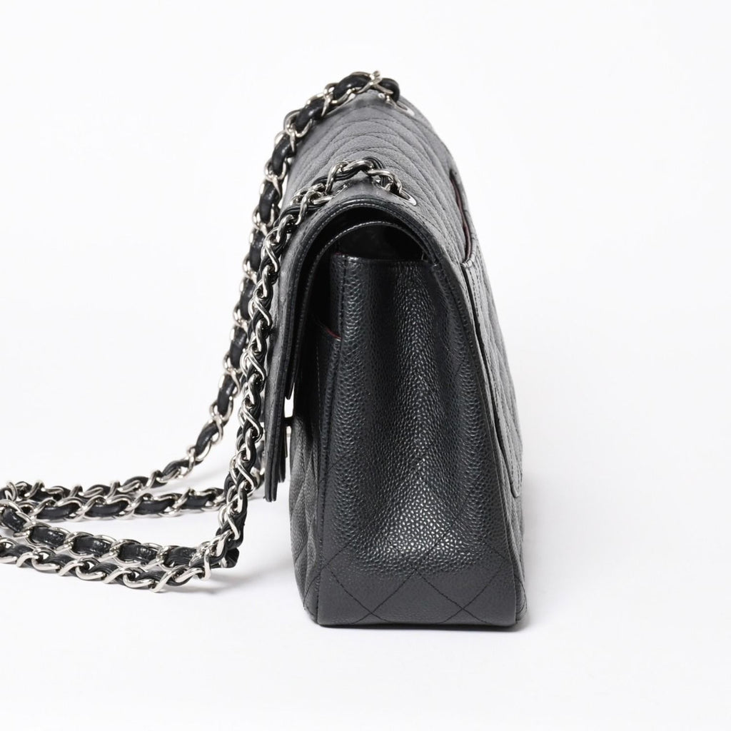 Chanel Maxi Quilted 30 Double Flap Chain Shoulder Bag CC Logo Caviar Leather — view 4