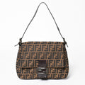 Fendi Mamma Baguette Bag Zucca Pattern Brown Vintage Silver